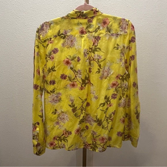 Lauren Ralph Lauren Yellow Floral Print Button Down Shirt Large - Picture 7 of 7